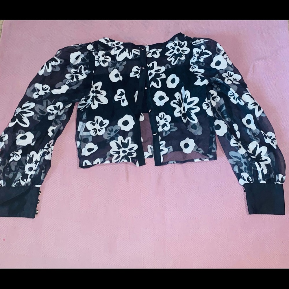 Black Floral Mesh Crop Top